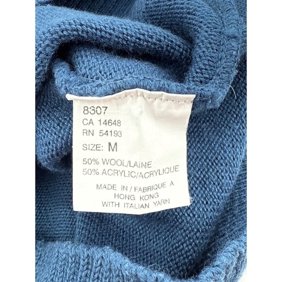 Bogner Blue Wool Blend Half-Zip Sweater M Made In Hong Kong - Picture 6 of 7